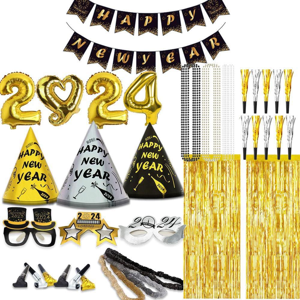 Kit de artigos de festa KINNJAS Feliz Ano Novo 2024 para 20 convidados