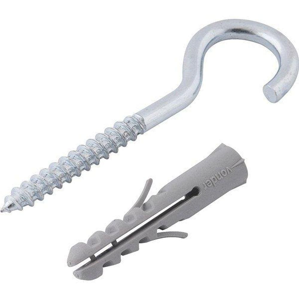 Gancho 6,3x70mm zincado c/ bucha 10mm g-10 c/ 100 pç Vonder