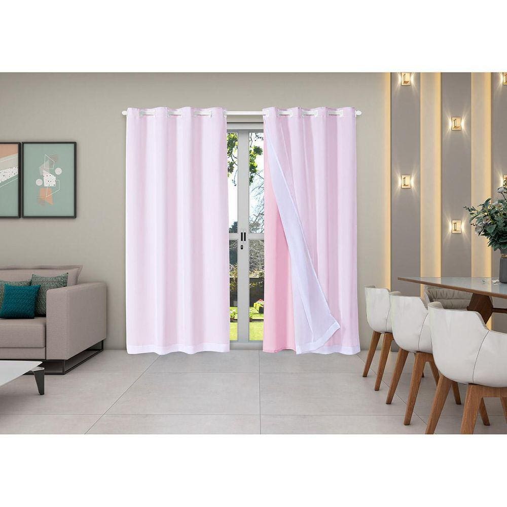 Cortina Classic 2,80 X 2,30 Sala Quarto Janela Cozinha Rosa