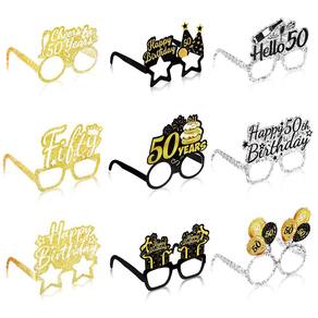 Decoração de óculos de papel para festa de aniversário Threan x36