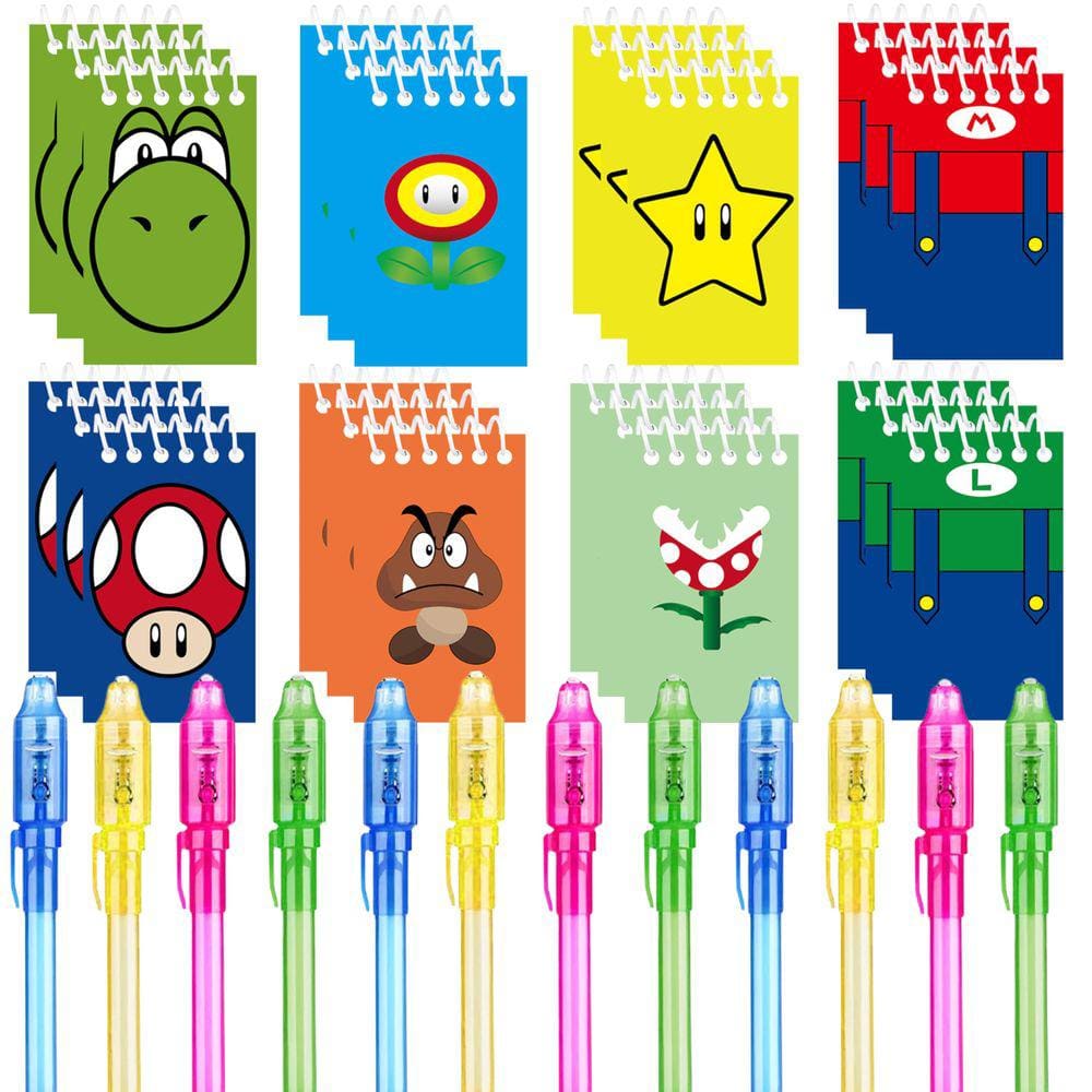 Conjunto de lembrancinhas de festa Jiaoohoo Super Bros Invisible Ink Pen +12