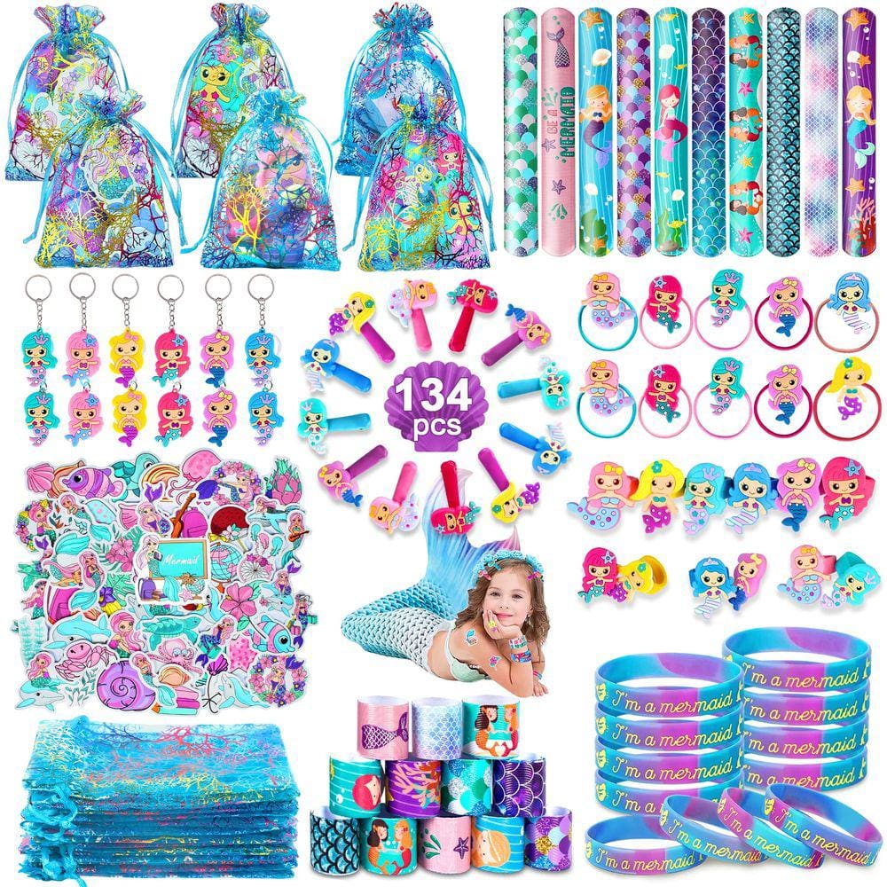Lembrancinhas de festa Eunvabir Mermaid 128 unidades para crianças com acesso ao cabelo