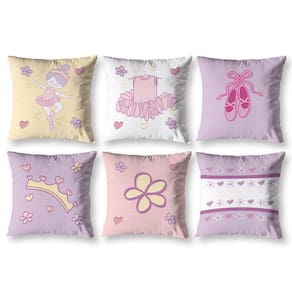 Kit 6 Capas De Almofada Infantil 40Cm X 40Cm Zíper Bailarina