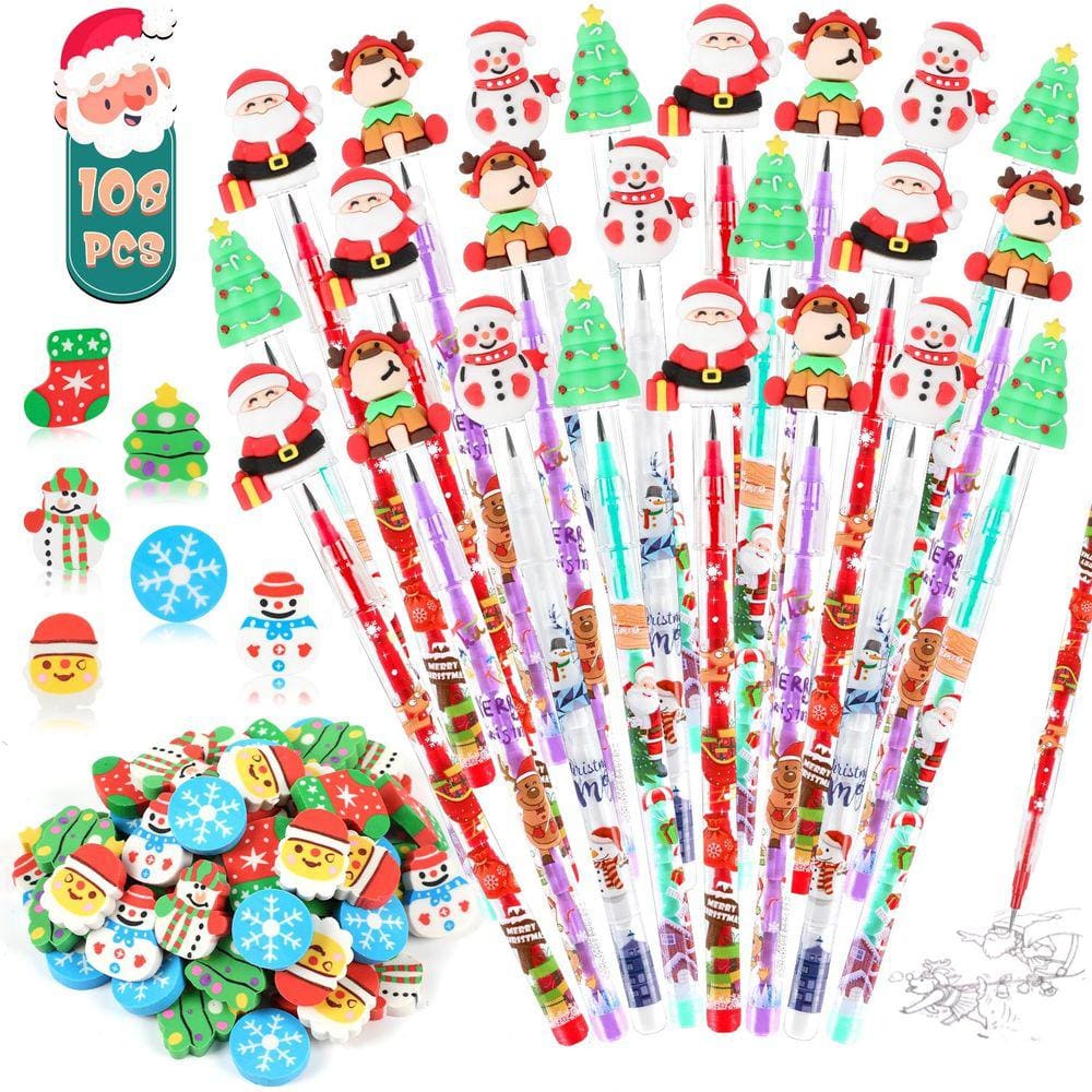 Conjunto de lápis Party Favor Erweicet Christmas com borracha 36 unidades