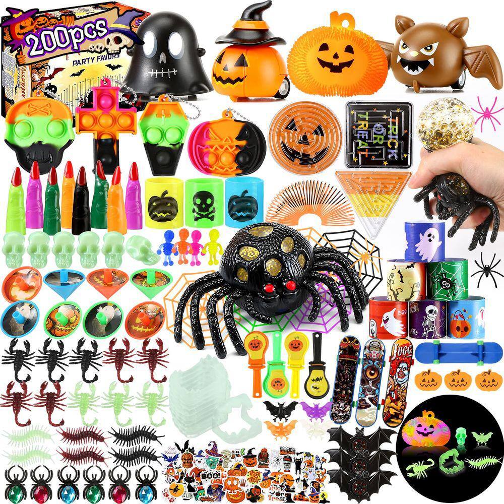 Lembrancinhas de festa de Halloween Kienul, 200 unidades para crianças com caixa de tesouro