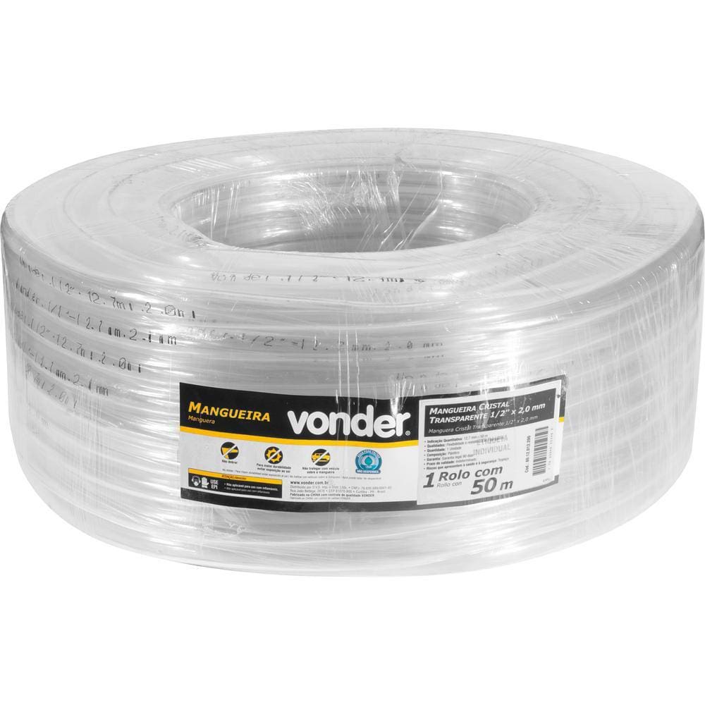 Mangueira Cristal Transparente 1/2”X2,0mm c/ 50m Vonder