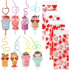 Conjunto de cartões de Dia dos Namorados JELMOK 32 com Crazy Straws para crianças