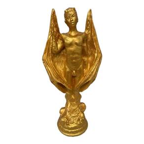 Escultura Lúcifer Do Ouro 25 cm Dourado Prosperidade Resina