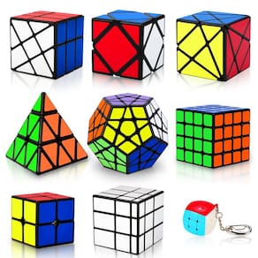 Conjunto de cubos mágicos Coolzon, pacote com 9, Pyraminx Pyramid + 2x2 + 3x3 +