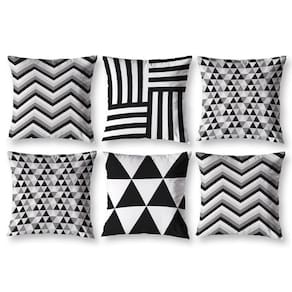 Kit 6 Capas De Almofada 40Cm X 40Cm Estampadas Geo Preto