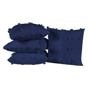 Kit 4 Almofadas Cheias Quadradas Poppy Com Pompom Marinho