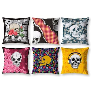 Kit 6 Almofadas Cheias Infantil 40Cm X 40Cm Zíper Caveira