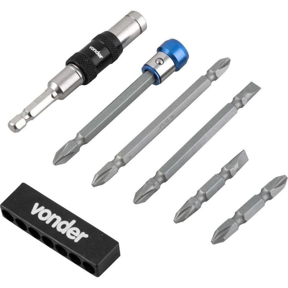 Jogo De Bits/Ponteiras Com 8 Peças Com Extensão Magnética Articulada Vonder