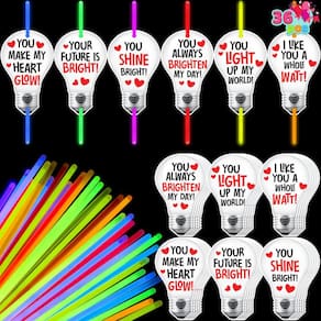 Cartões-presente de Dia dos Namorados com Glow Sticks, 36 pacotes