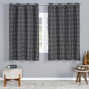Cortina Sorento 4,00M X 2,50M Jacquard Sala Quarto Preto