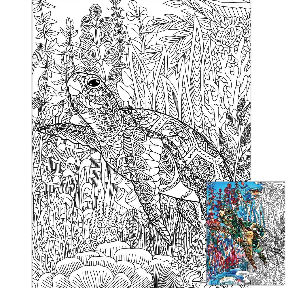 Pôster para colorir ZOIIWA Turtle Giant Sea 132x100cm para crianças