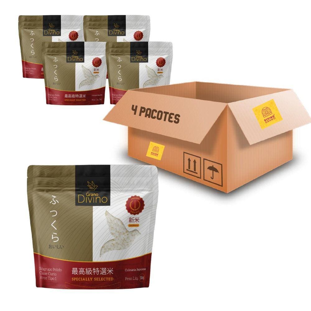 Arroz Para Sushi Premium Grano Divino 1Kg 4 Pacotes