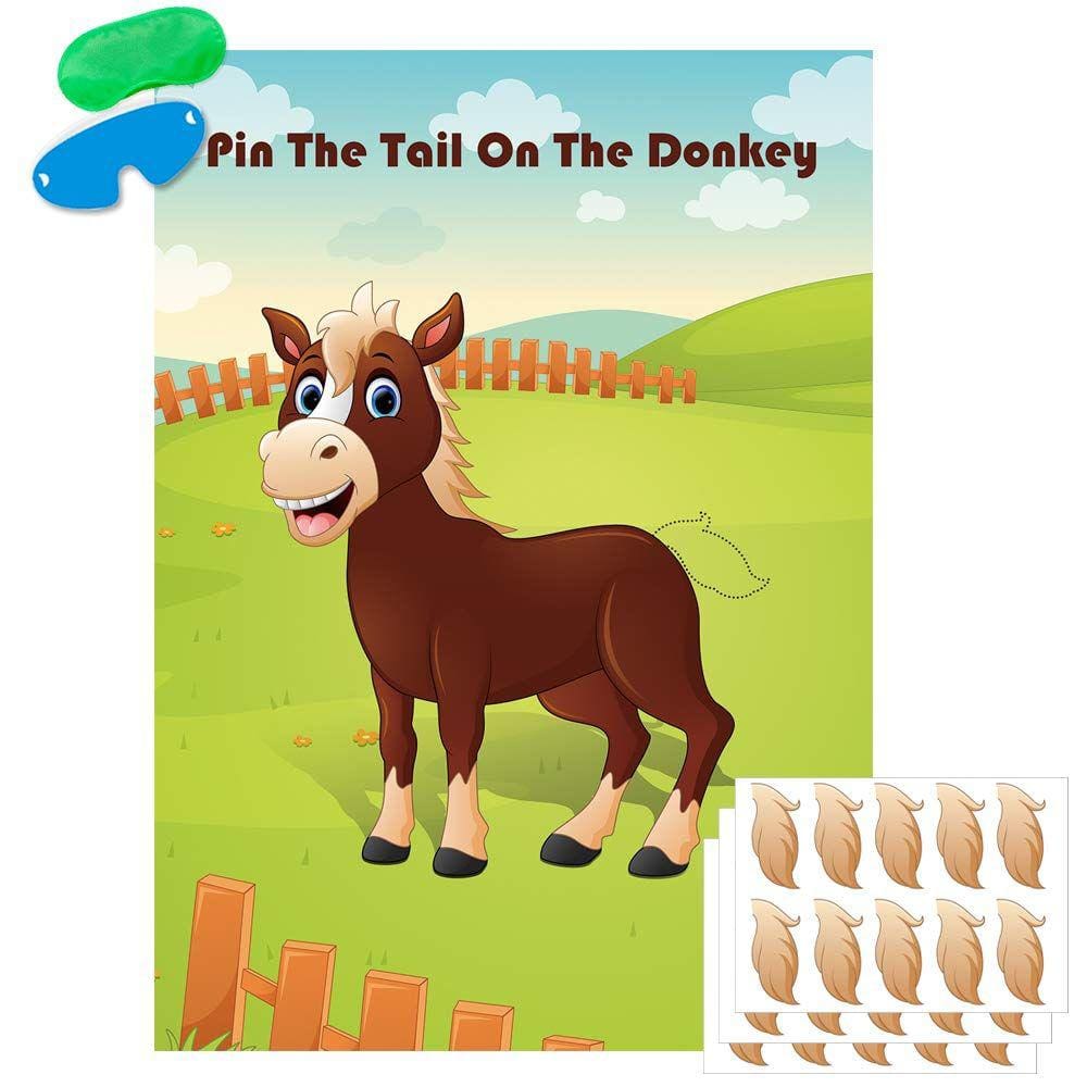 Jogo de festa Pin The Tail On The Donkey com 30 caudas para crianças