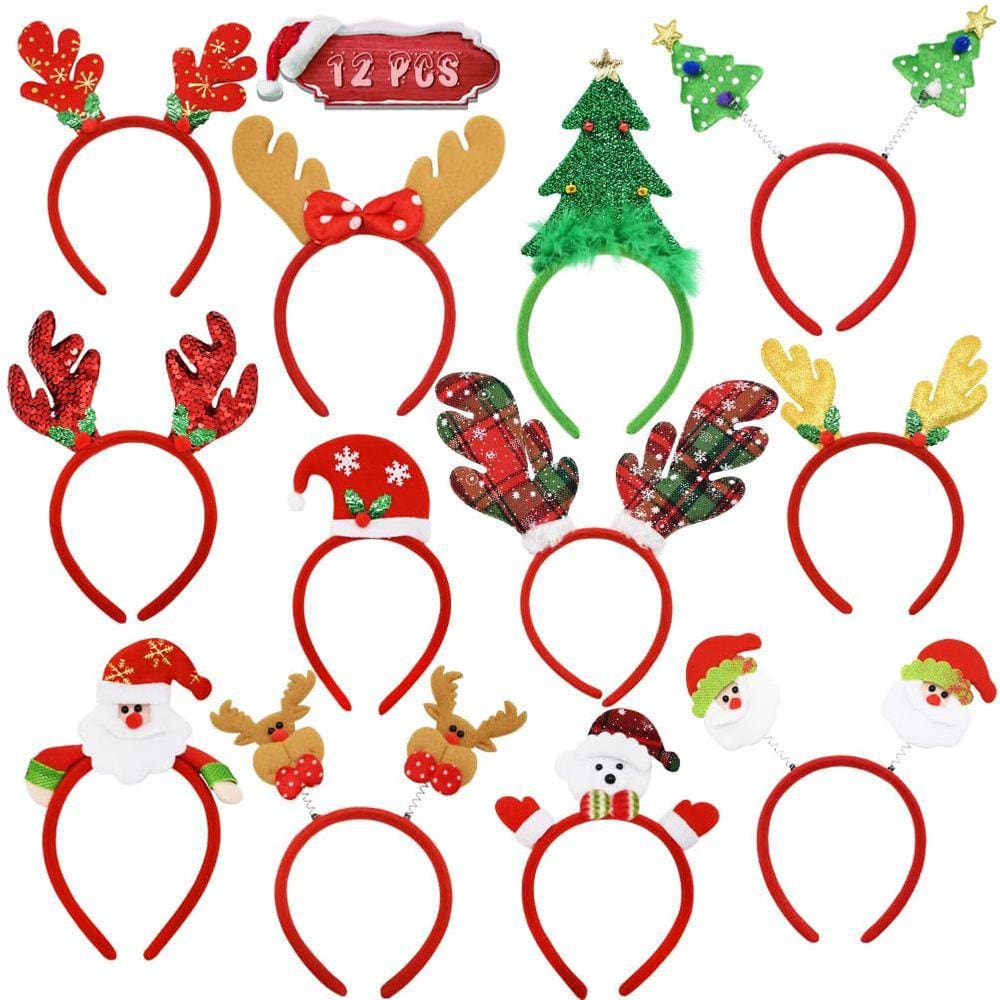 Tiaras de Natal DINESIL, 12 pacotes de renas de árvore de Natal