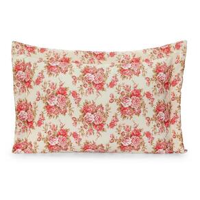 Capa Porta Travesseiro 180 Fios 70Cm X 50Cm Floral Rosa
