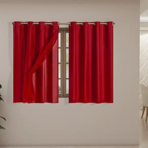 Cortina Blackout Voil 2,80X1,60 Corta Luz Sala Vermelho