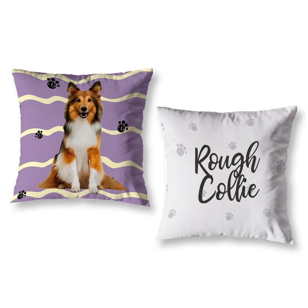 Kit 2 Almofadas Cheias 40Cm X 40Cm Estampadas Rough Collie