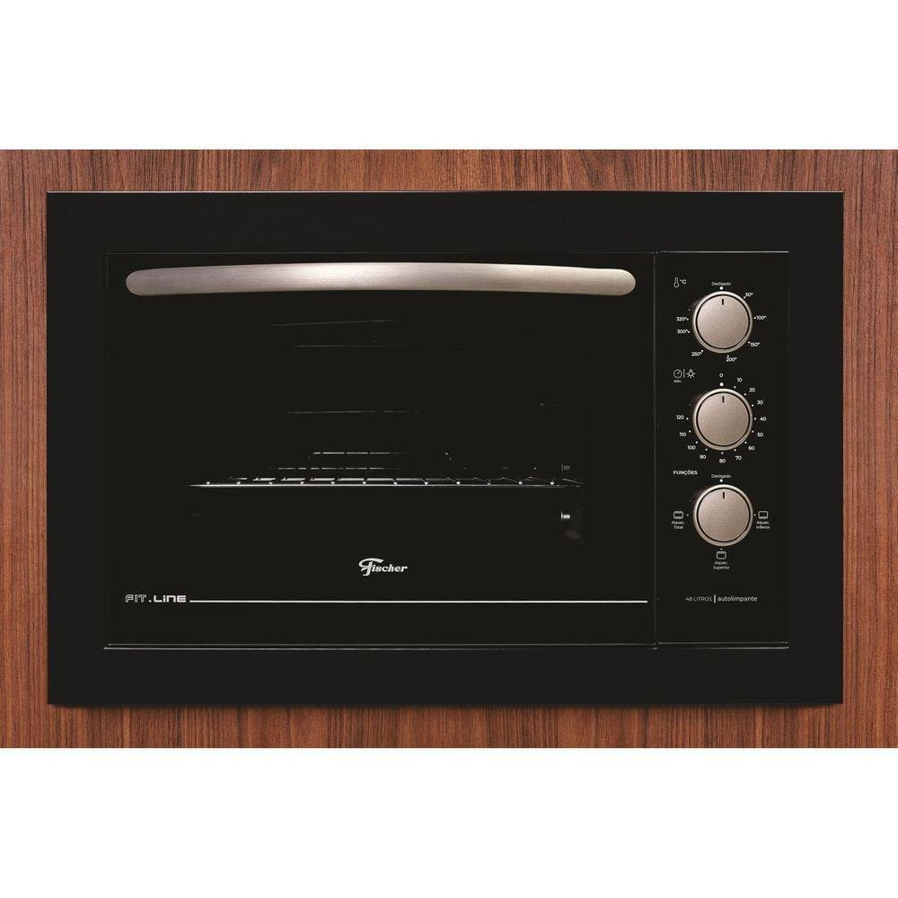 Forno Eletrico Fischer FIT Line Embutir 48L Frontal Preto 127v Preto