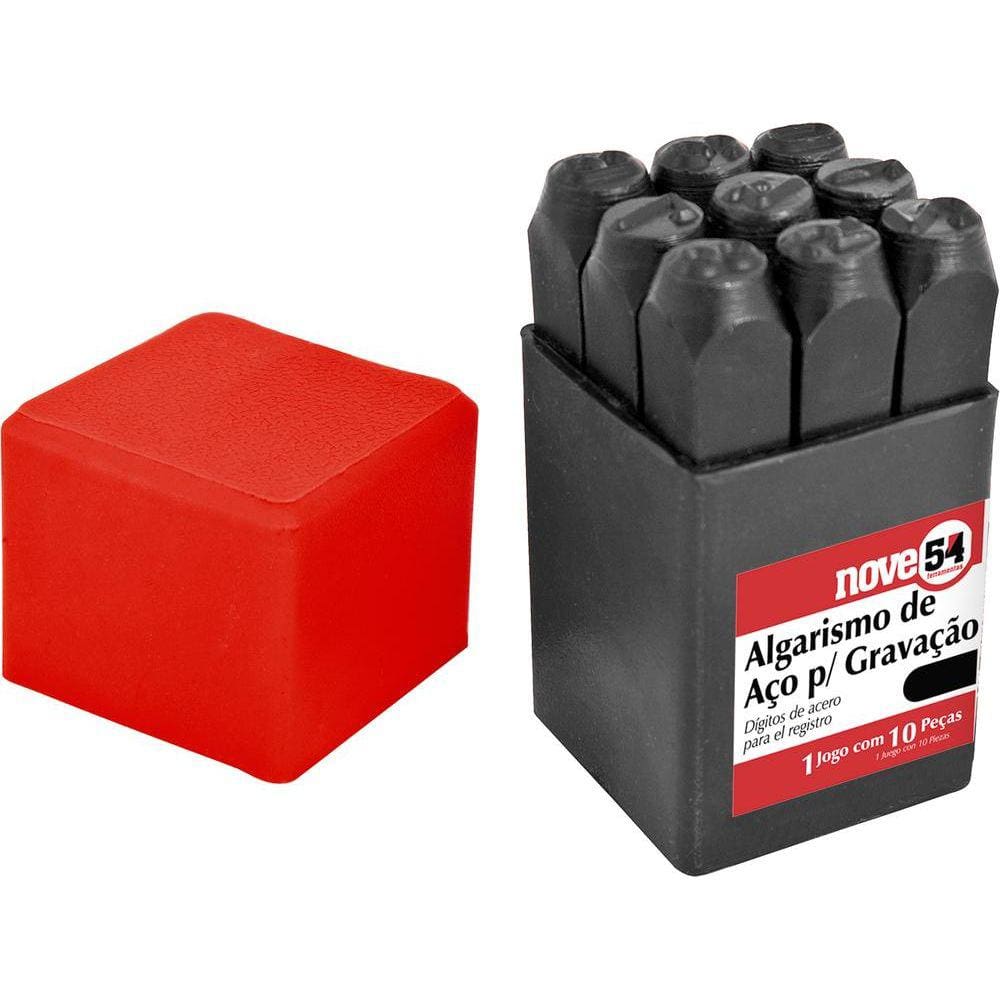 Algarismo de aço punção 10mm 0-9 para gravação - Nove54