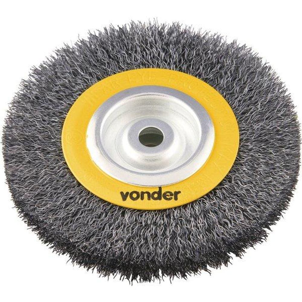 Escova Circular Ondulada 6x3/4 Furo 5/8 Aço Carbono Polido