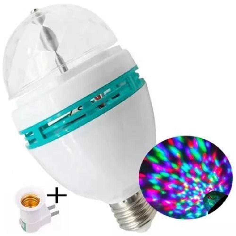 Lâmpada Led Globo Colorida Giratória Festa Discoteca Dj