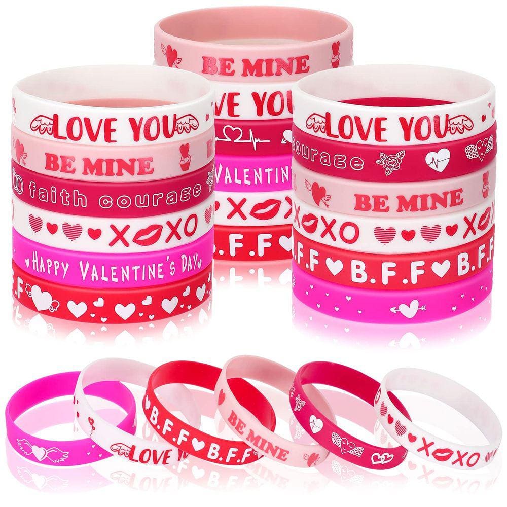 Pulseiras de silicone JUNEBRUSHS Dia dos Namorados 42 unidades para crianças