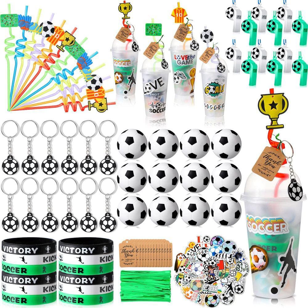 Suprimentos para festas Weysat Soccer 184 unidades com chaveiro Cup Straw Ball