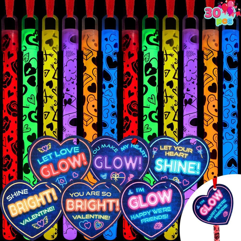 Cartões de presente de Dia dos Namorados com Glow Sticks, 30 pacotes JOYIN