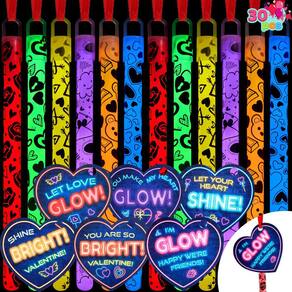 Cartões de presente de Dia dos Namorados com Glow Sticks, 30 pacotes JOYIN