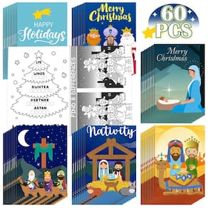 Mini livros de atividades para presépio de Natal, 60 unidades para crianças