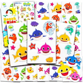 Conjunto de tatuagem temporário Baby Shark com 96 tatuagens e adesivos