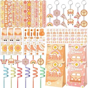 Conjunto de lembrancinhas de festa Groovy Retro Boho, 72 peças de pulseiras Slap