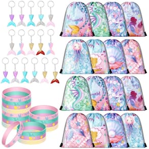 Conjunto de lembrancinhas de festa com tema de sereia Hungdao com 48 bolsas