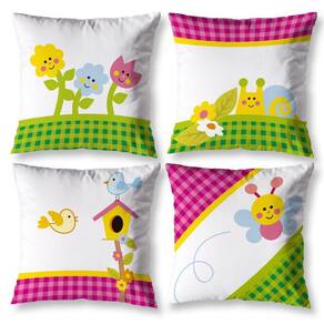 Kit 4 Capas Almofada Infantil 40Cm X 40Cm Estampadas Flor