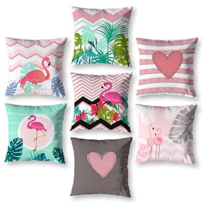 Kit 7 Capas De Almofada 40Cm X 40Cm Estampadas Flamingo