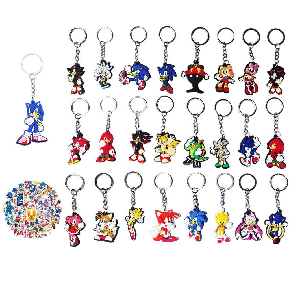 Pacote de chaveiros Hedgehog, 25 unidades com 50 adesivos para lembrancinhas