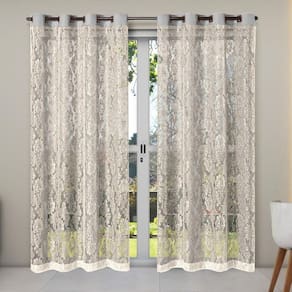 Cortina De Renda Para Sala 2,80M X 2,30M Palha Com Cinza