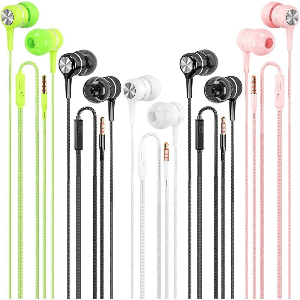 Fones de ouvido com fio LWZCAM com microfone, pacote com 5, alta qualidade de som