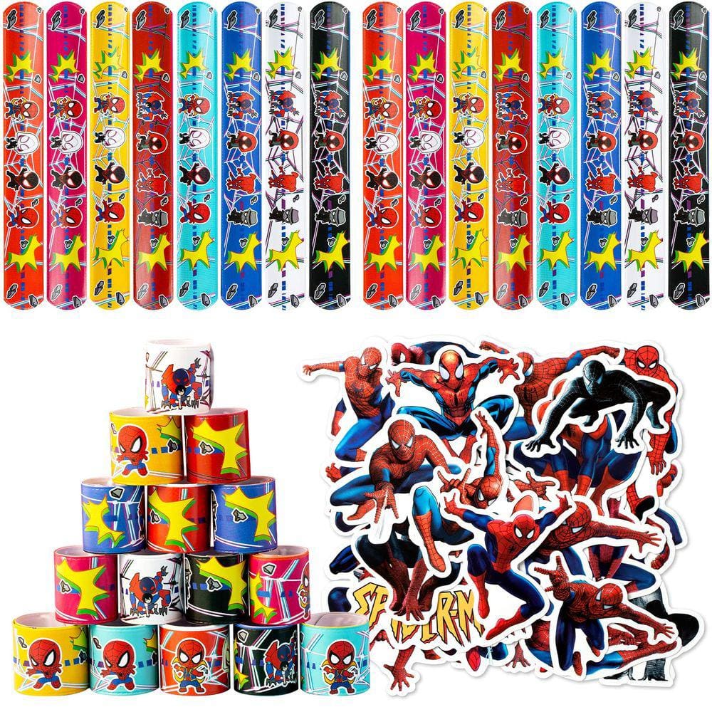 Conjunto de lembrancinhas de festa Spider Theme, 64 unidades de pulseira e adesivo Slap