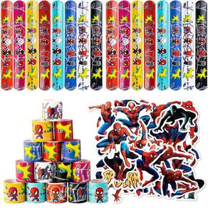 Conjunto de lembrancinhas de festa Spider Theme, 64 unidades de pulseira e adesivo Slap