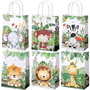 Bolsas de presentes Safari Jungle Party Favor com alças, 24 unidades