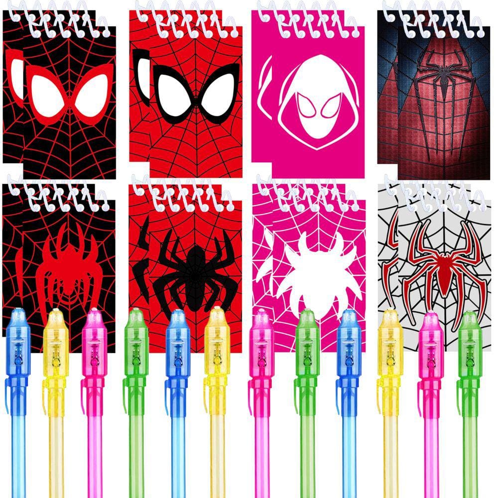 Conjunto de lembrancinhas de festa Spider Hero, caneta de tinta invisível com blocos de notas