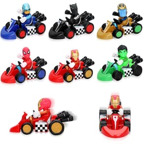 Conjunto Toy Cars Super Hero Pull Back com 6 bonecos para crianças a partir de 3 anos