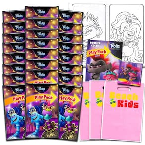 Conjunto de lembrancinhas de festa Dreamworks Trolls Mini, pacotes com 24 pacotes para colorir