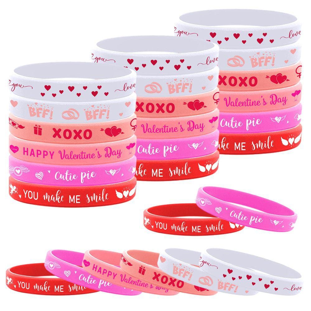 Pulseira Lesnala, Dia dos Namorados, silicone, 48 peças, 6 estilos